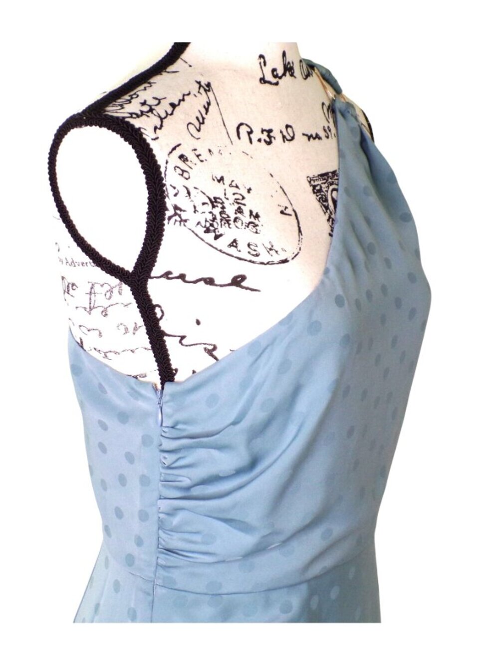 🆕FAVORITE DAUGHTER The Singles Table One Shoulder Gown Dress Polka Dot Blue 2 - Picture 12 of 16
